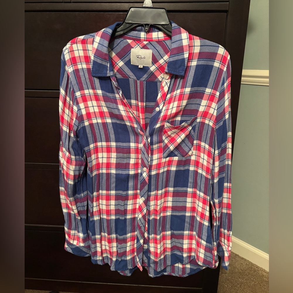 Red, white, & blue Rails plaid - Picture 2 of 5
